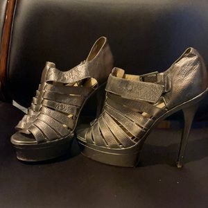 Pewter platform booties